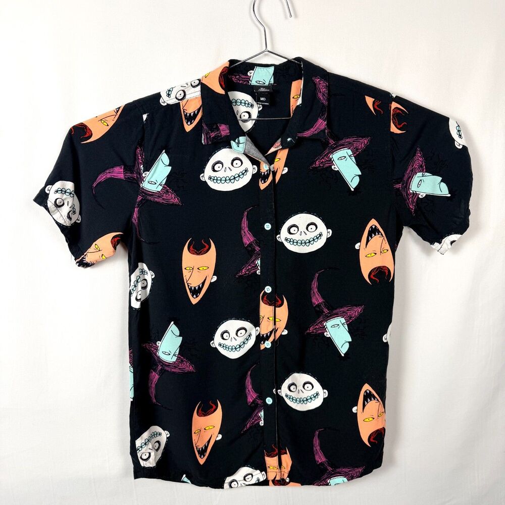 Nightmare Before Christmas Lock, Shock, Barrel Button Down Mens Shirt M